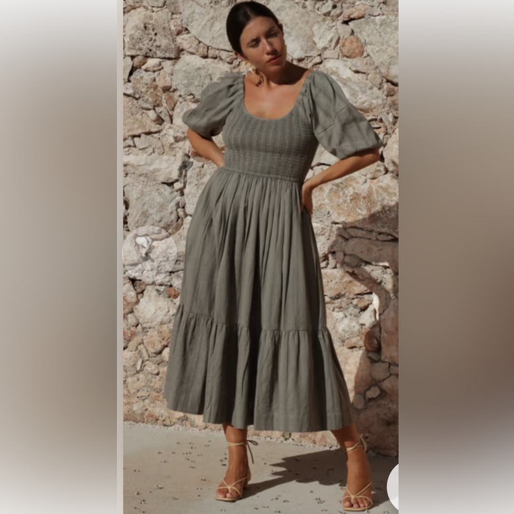 LAUDE the Label Frida Midi Dress in Azure Broderie size S/M NWOT - Picture 3 of 12